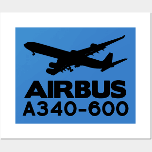 Airbus A340-600 Silhouette Print (Black) Posters and Art